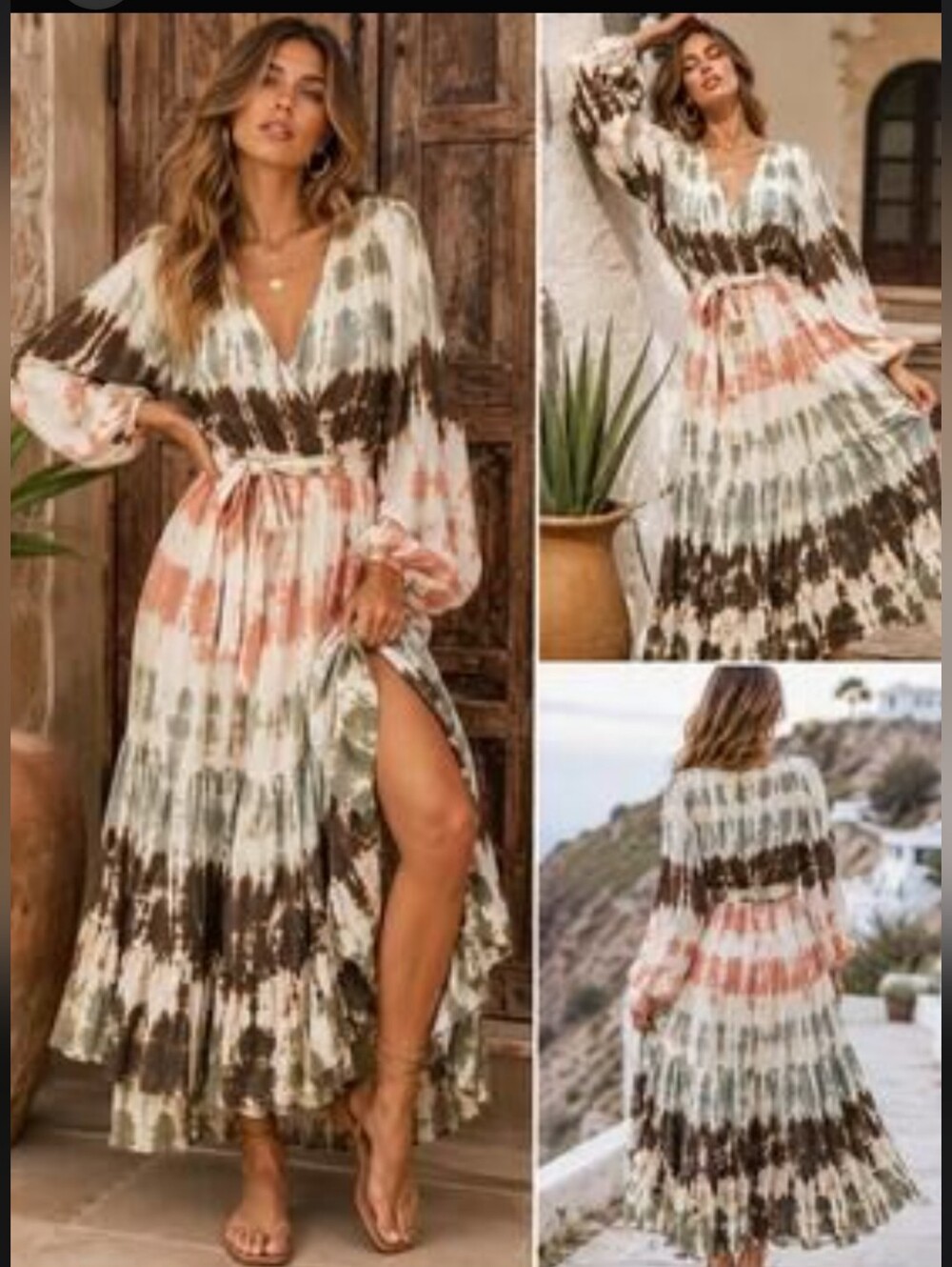 Young Fabulous & Broke Jillian Tie Dye Faux Wrap Maxi Dress In SZ L